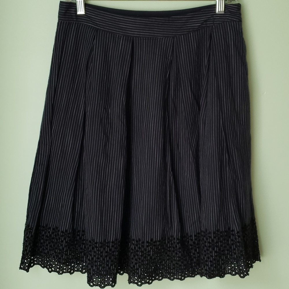 Banana Republic Navy Blue Pleated A-line Skirt